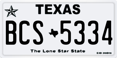 TX license plate BCS5334