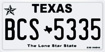 TX license plate BCS5335