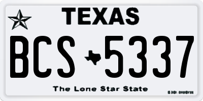 TX license plate BCS5337