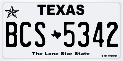 TX license plate BCS5342