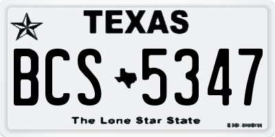 TX license plate BCS5347