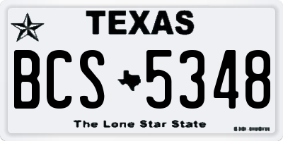 TX license plate BCS5348