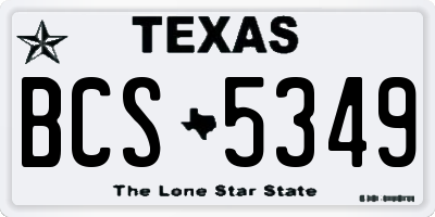 TX license plate BCS5349