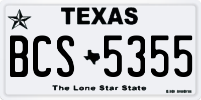 TX license plate BCS5355