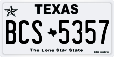 TX license plate BCS5357
