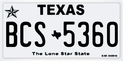 TX license plate BCS5360