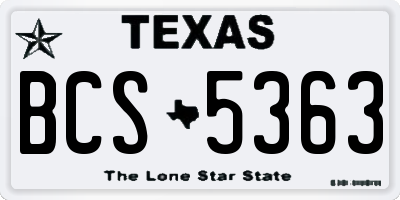 TX license plate BCS5363