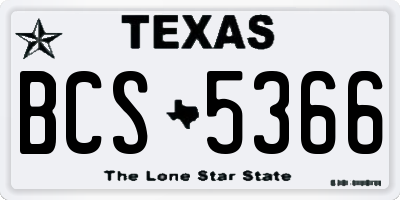 TX license plate BCS5366