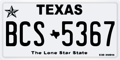 TX license plate BCS5367