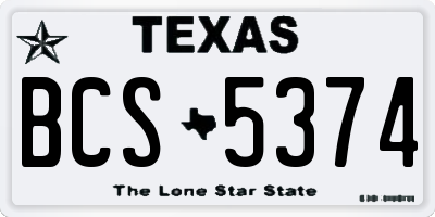 TX license plate BCS5374