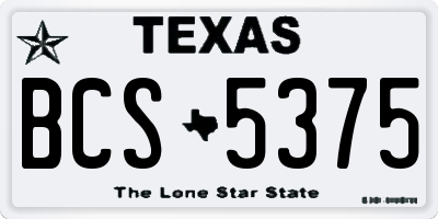 TX license plate BCS5375