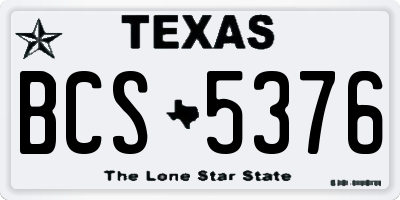 TX license plate BCS5376