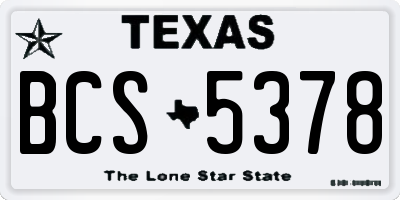 TX license plate BCS5378