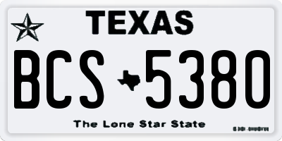 TX license plate BCS5380