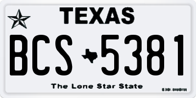 TX license plate BCS5381