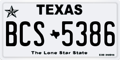 TX license plate BCS5386