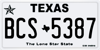 TX license plate BCS5387