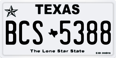 TX license plate BCS5388