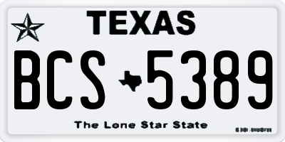 TX license plate BCS5389