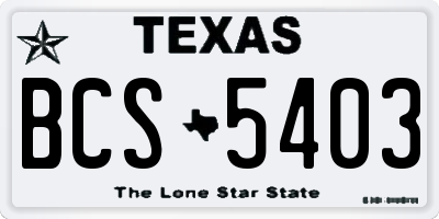 TX license plate BCS5403
