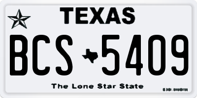 TX license plate BCS5409