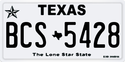 TX license plate BCS5428