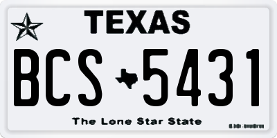 TX license plate BCS5431