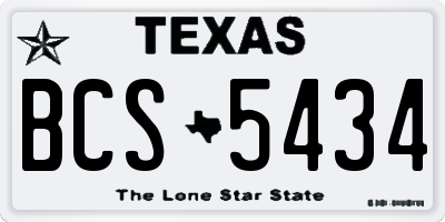 TX license plate BCS5434