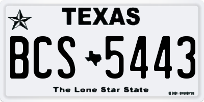 TX license plate BCS5443