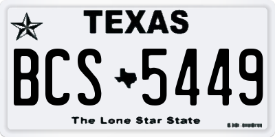 TX license plate BCS5449