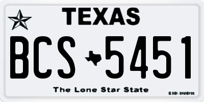 TX license plate BCS5451