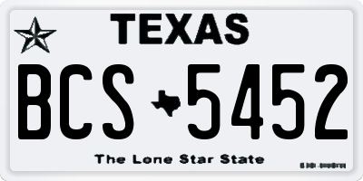 TX license plate BCS5452