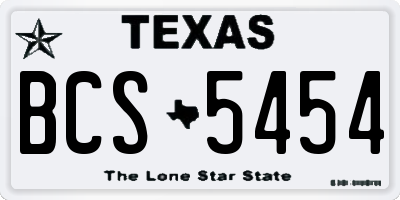 TX license plate BCS5454