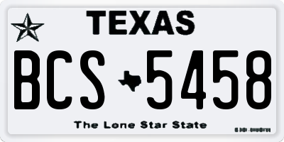TX license plate BCS5458