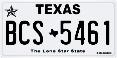 TX license plate BCS5461