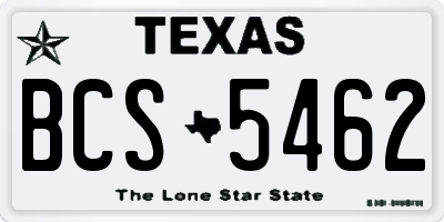 TX license plate BCS5462