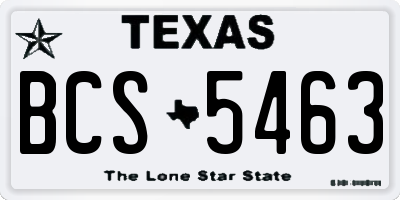 TX license plate BCS5463