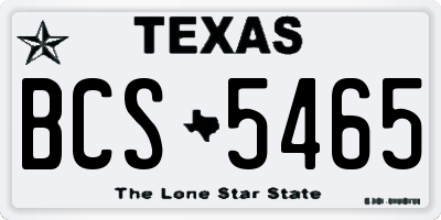 TX license plate BCS5465