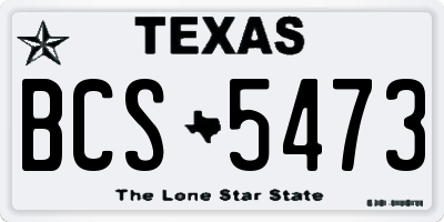 TX license plate BCS5473
