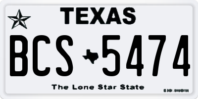 TX license plate BCS5474