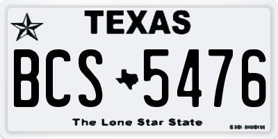TX license plate BCS5476