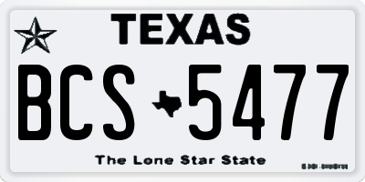 TX license plate BCS5477