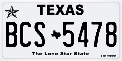 TX license plate BCS5478