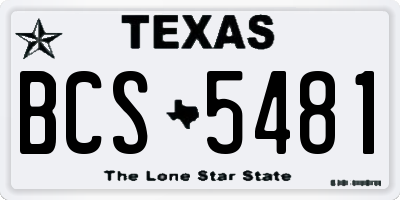 TX license plate BCS5481