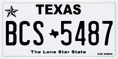 TX license plate BCS5487