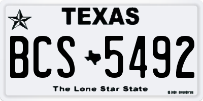 TX license plate BCS5492