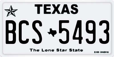 TX license plate BCS5493