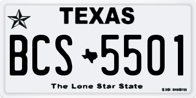 TX license plate BCS5501