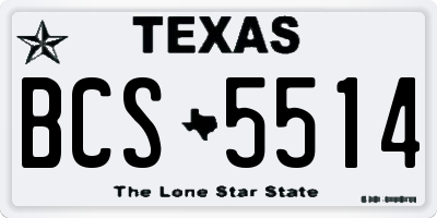 TX license plate BCS5514