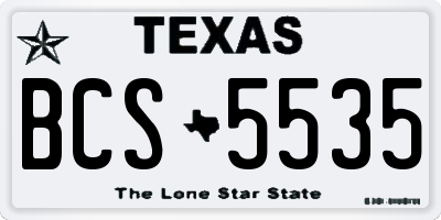 TX license plate BCS5535